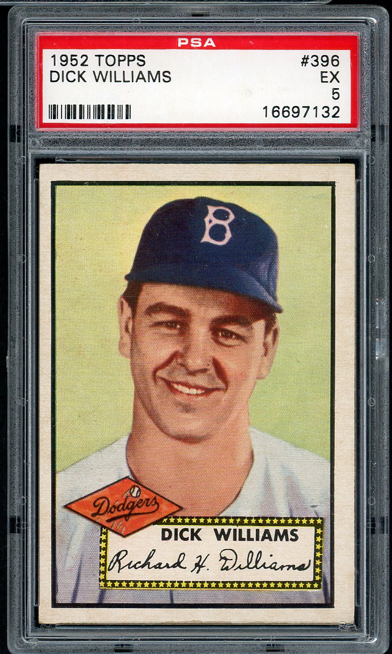 1952 Topps Baseball #396 Dick Williams Dodgers PSA 5 EX 561692