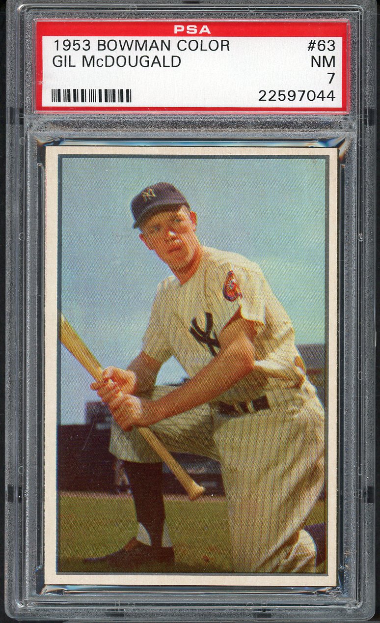 1953 Bowman Color Baseball #063 Gil McDougald Yankees PSA 7 NM 561693