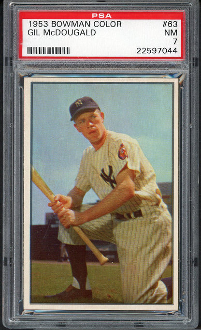 1953 Bowman Color Baseball #063 Gil McDougald Yankees PSA 7 NM 561693