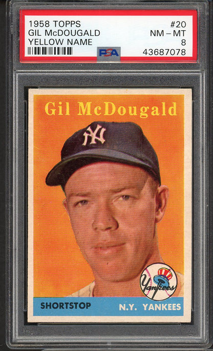 1958 Topps Baseball #020 Gil McDougald Yankees PSA 8 NM/MT Yellow Letter 561694