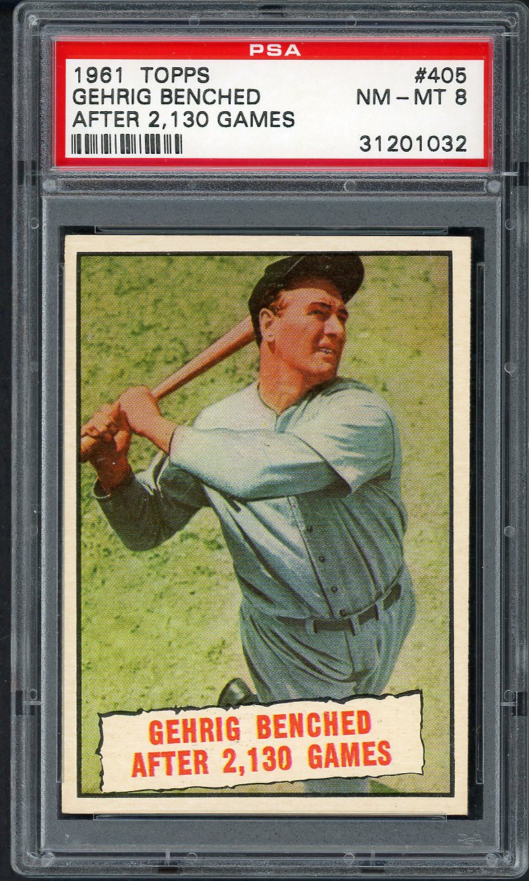1961 Topps Baseball #405 Lou Gehrig Yankees PSA 8 NM/MT 561695