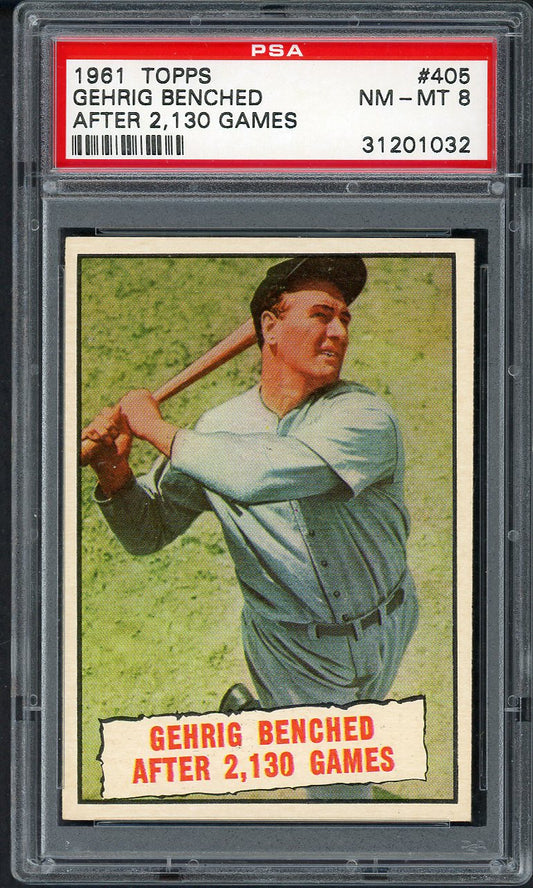 1961 Topps Baseball #405 Lou Gehrig Yankees PSA 8 NM/MT 561695