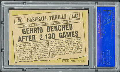 1961 Topps Baseball #405 Lou Gehrig Yankees PSA 8 NM/MT 561695