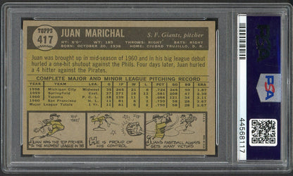 1961 Topps Baseball #417 Juan Marichal Giants PSA 7 NM 561696