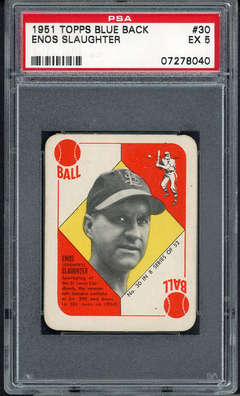 1951 Topps Blue Backs #030 Enos Slaughter Cardinals PSA 5 EX 561702