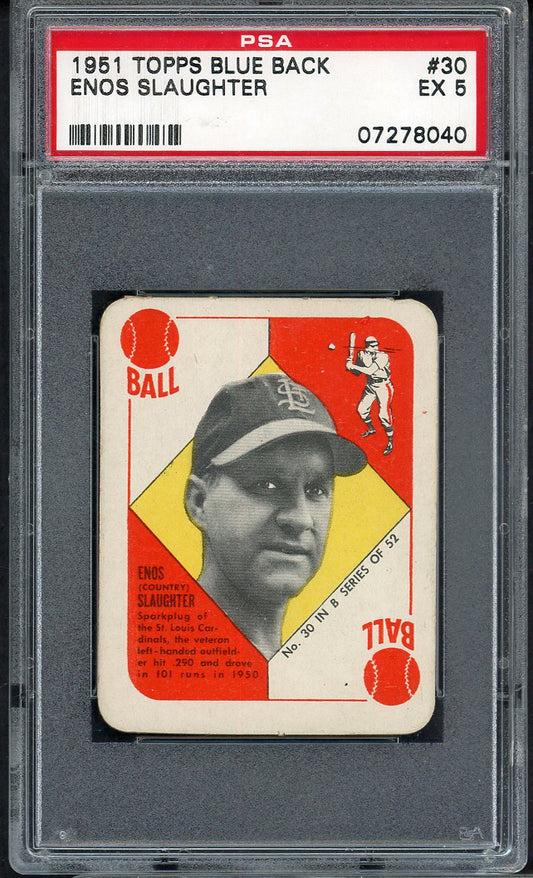 1951 Topps Blue Backs #030 Enos Slaughter Cardinals PSA 5 EX 561702