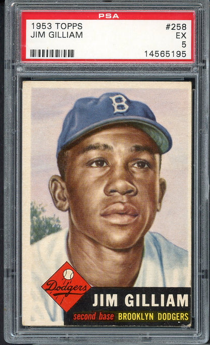1953 Topps Baseball #258 Jim Gilliam Dodgers PSA 5 EX 561705