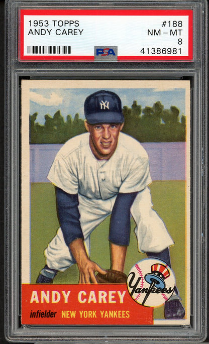 1953 Topps Baseball #188 Andy Carey Yankees PSA 8 NM/MT 561706