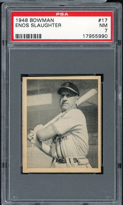 1948 Bowman Baseball #017 Enos Slaughter Cardinals PSA 7 NM 561707