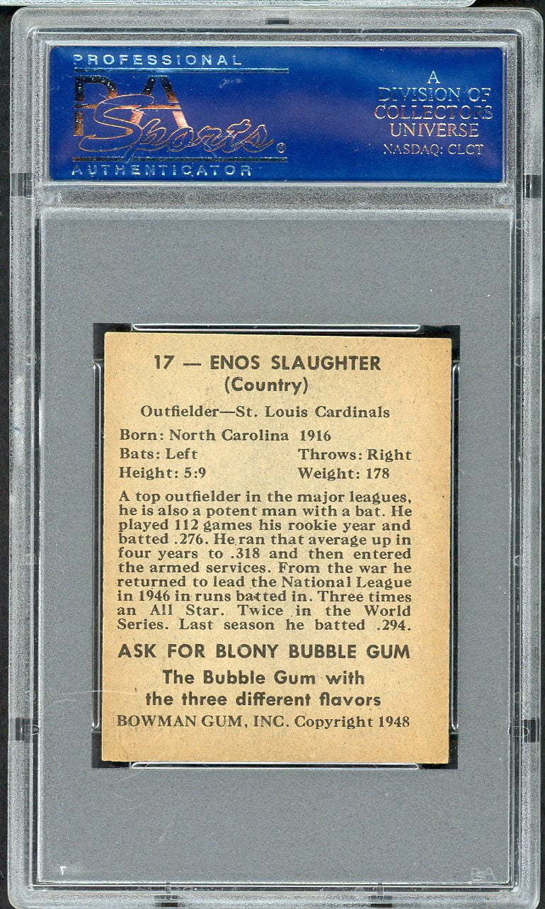 1948 Bowman Baseball #017 Enos Slaughter Cardinals PSA 7 NM 561707