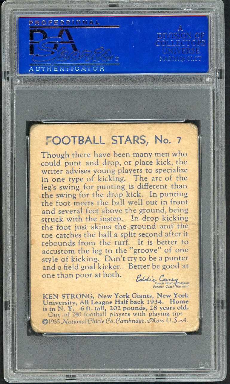 1935 National Chicle #007 Ken Strong Giants PSA 1 PR-FR 561708