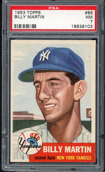 1953 Topps Baseball #086 Billy Martin Yankees PSA 7 NM 561709