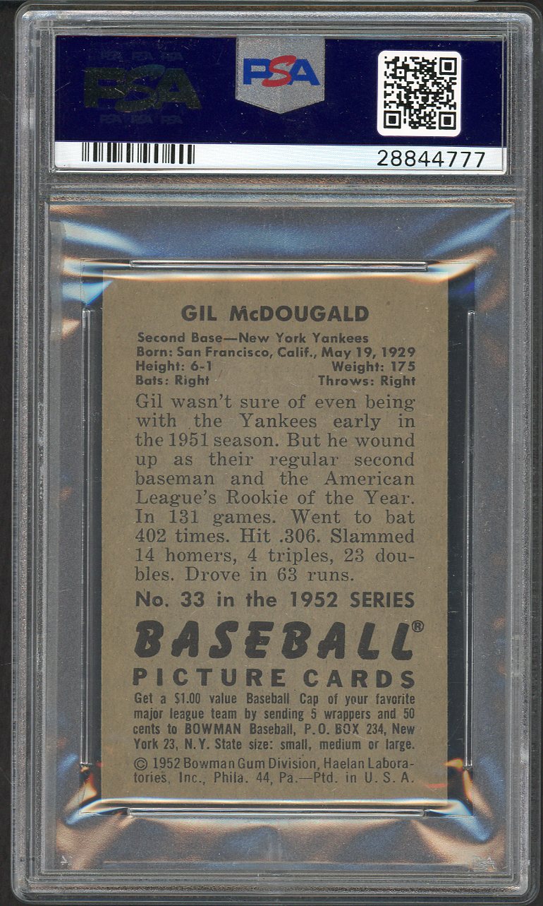 1952 Bowman Baseball #033 Gil McDougald Yankees PSA 8 NM/MT 561711