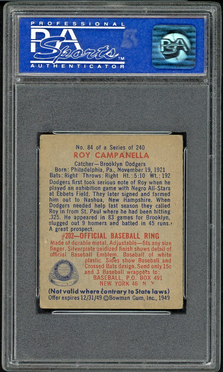 1949 Bowman Baseball #084 Roy Campanella Dodgers PSA 5 EX 561715