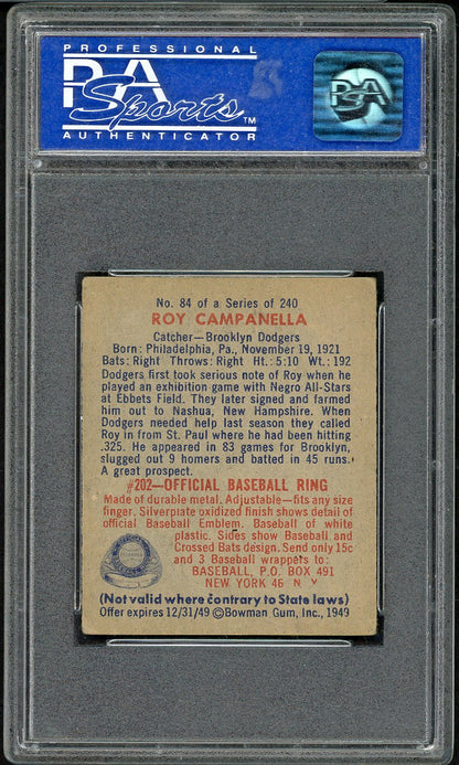 1949 Bowman Baseball #084 Roy Campanella Dodgers PSA 5 EX 561715