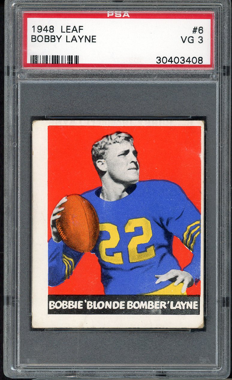 1948 Leaf Football #006 Bobby Layne Bears PSA 3 VG 561721