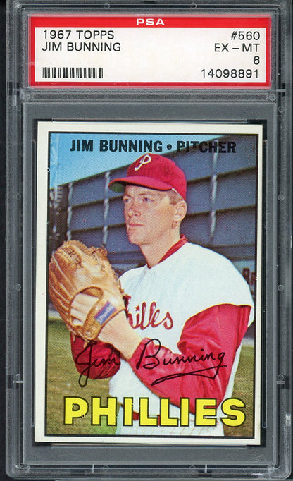 1967 Topps Baseball #560 Jim Bunning Phillies PSA 6 EX-MT 561729