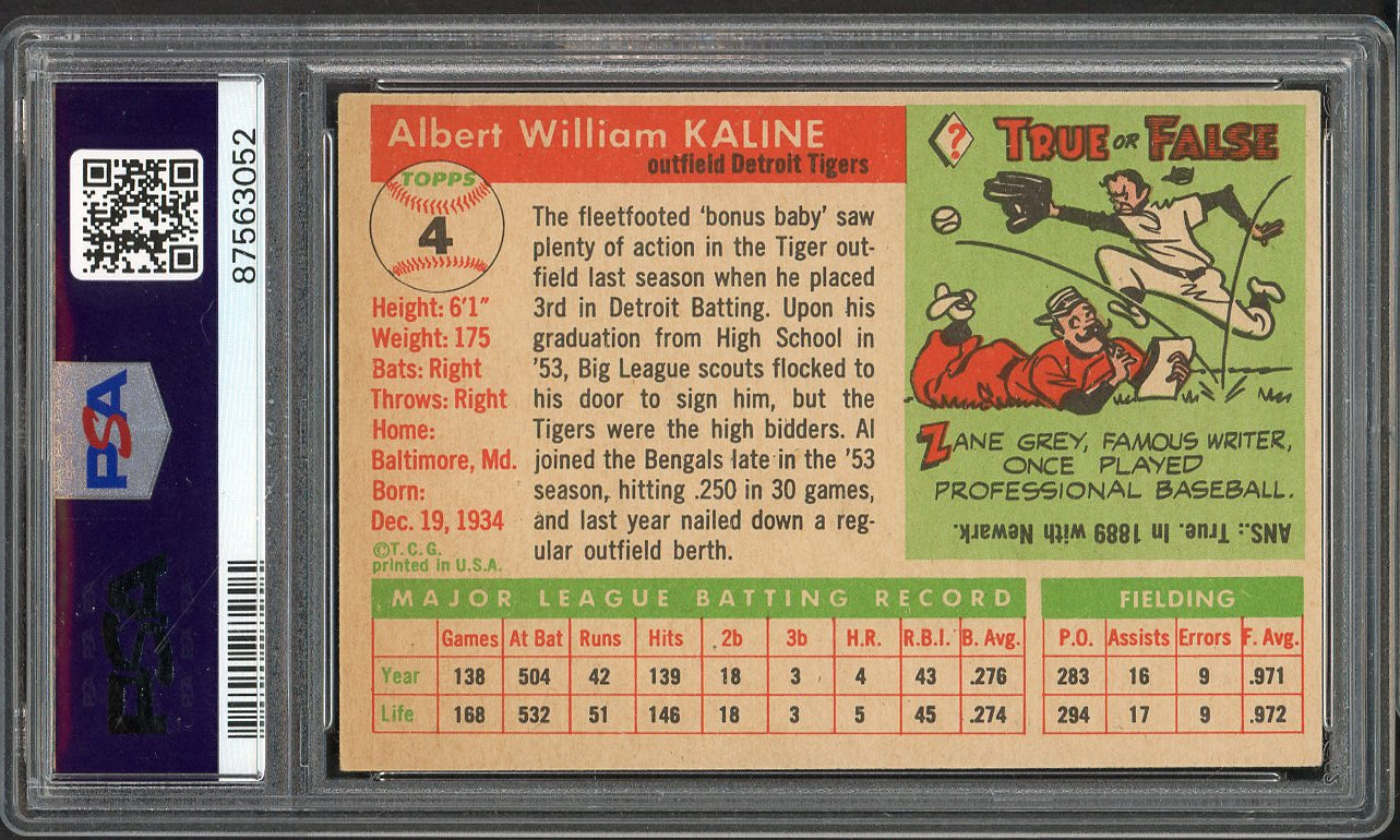 1955 Topps Baseball #004 Al Kaline Tigers PSA 6 EX-MT 561731