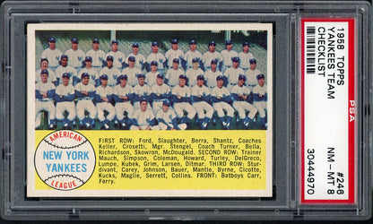 1958 Topps Baseball #246 New York Yankees Team PSA 8 NM/MT 561735