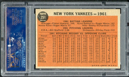 1962 Topps Baseball #251 New York Yankees Team PSA 8 NM/MT 561736
