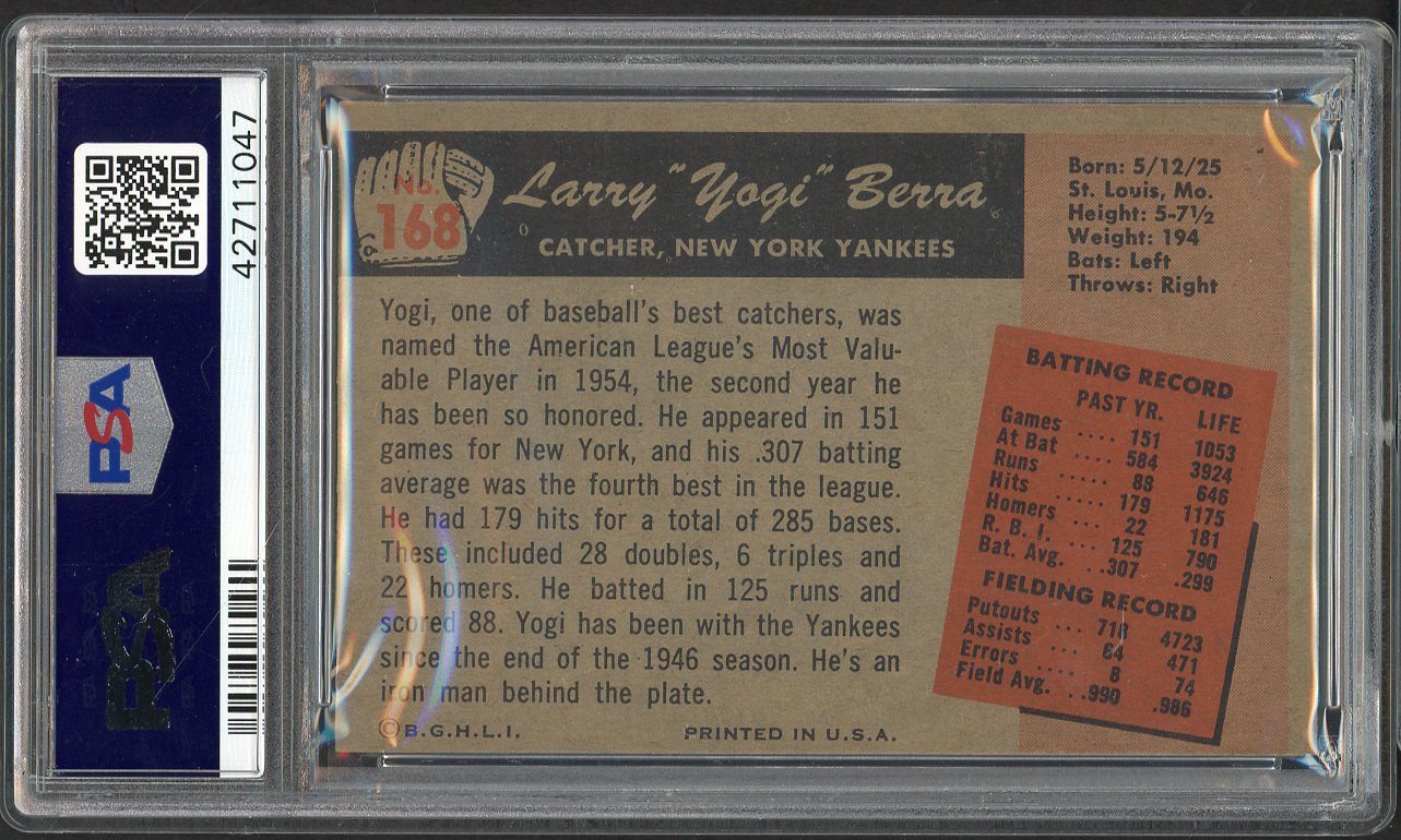 1955 Bowman Baseball #168 Yogi Berra Yankees PSA 6 EX-MT 561739