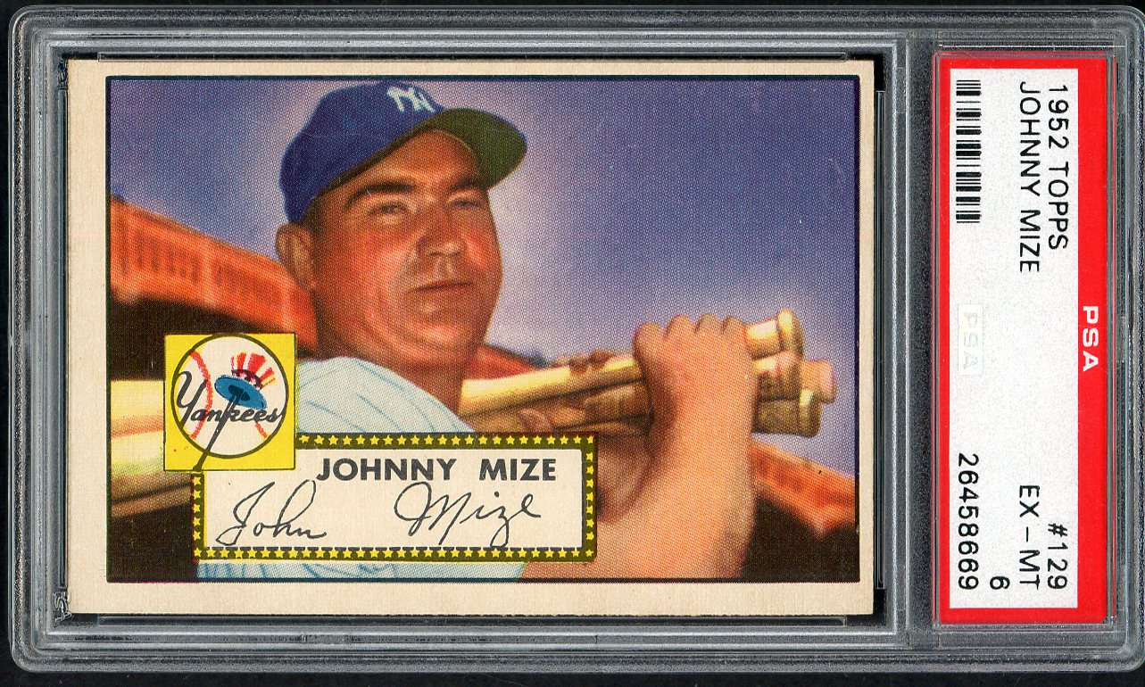 1952 Topps Baseball #129 Johnny Mize Yankees PSA 6 EX-MT 561740