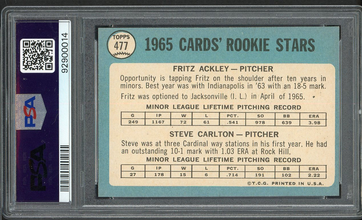 1965 Topps Baseball #477 Steve Carlton Cardinals PSA 6 EX-MT 561742
