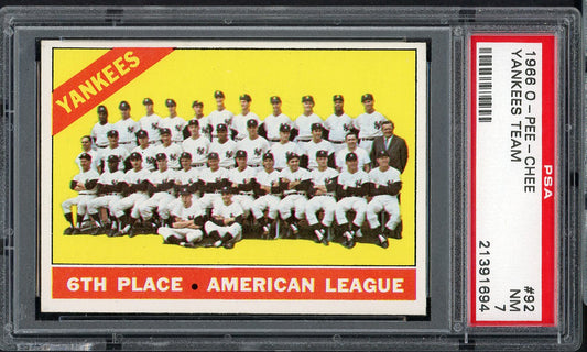 1966 O Pee Chee #092 New York Yankees Team PSA 7 NM 561743