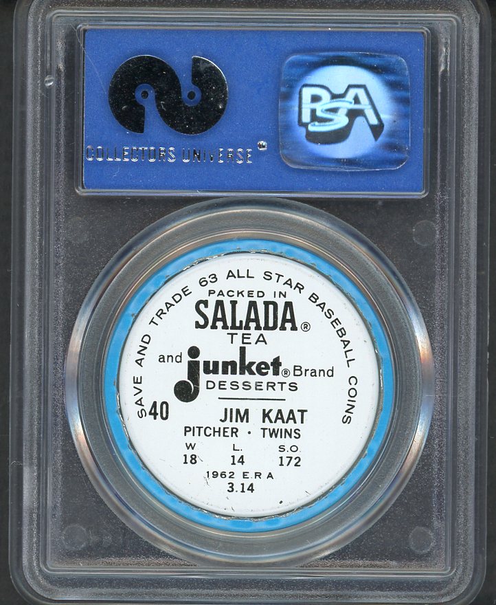 1963 Salada Coins #040 Jim Kaat Twins PSA 9 MINT 561749