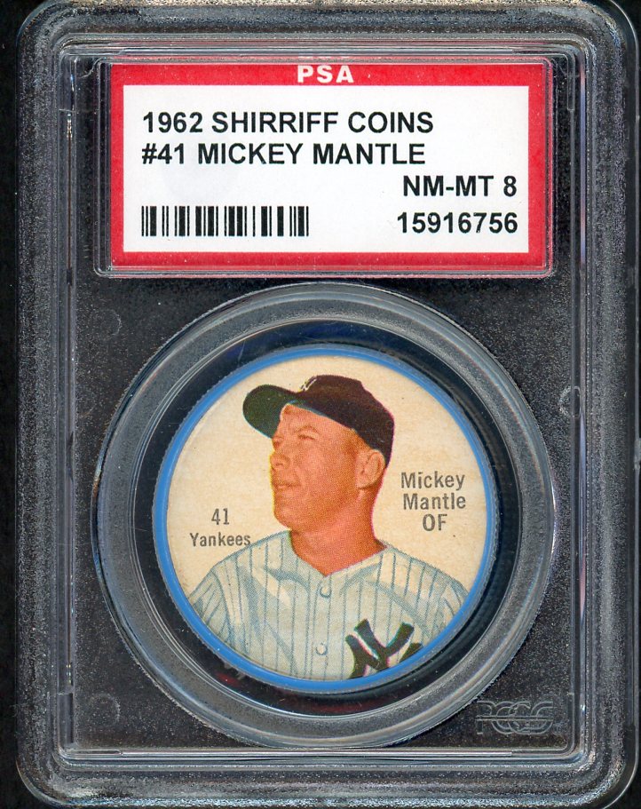 1962 Shirriff Coins #041 Mickey Mantle Yankees PSA 8 NM/MT 561752