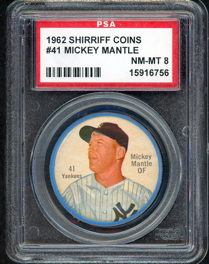 1962 Shirriff Coins #041 Mickey Mantle Yankees PSA 8 NM/MT 561752