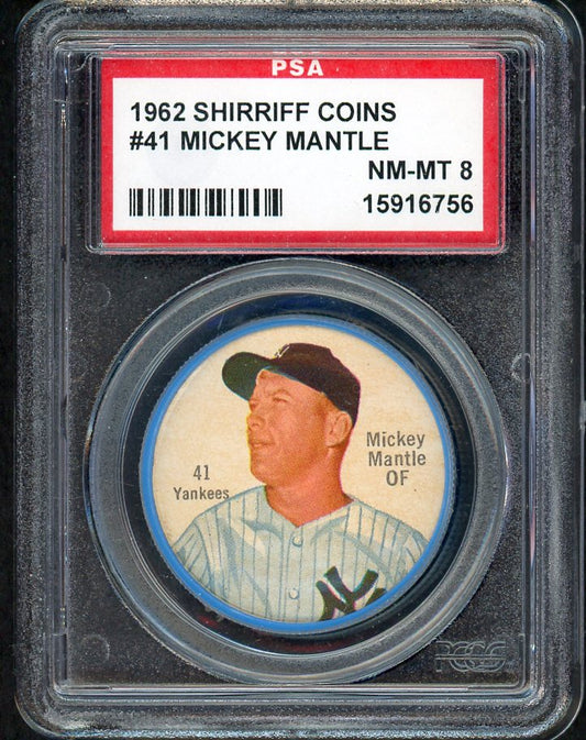 1962 Shirriff Coins #041 Mickey Mantle Yankees PSA 8 NM/MT 561752