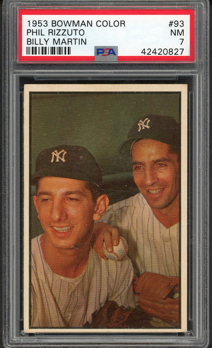 1953 Bowman Color Baseball #093 Phil Rizzuto Billy Martin PSA 7 NM 561758