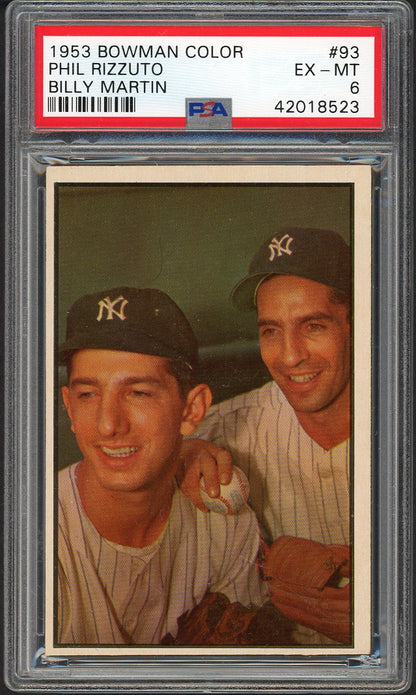 1953 Bowman Color Baseball #093 Phil Rizzuto Billy Martin PSA 6 EX-MT 561759