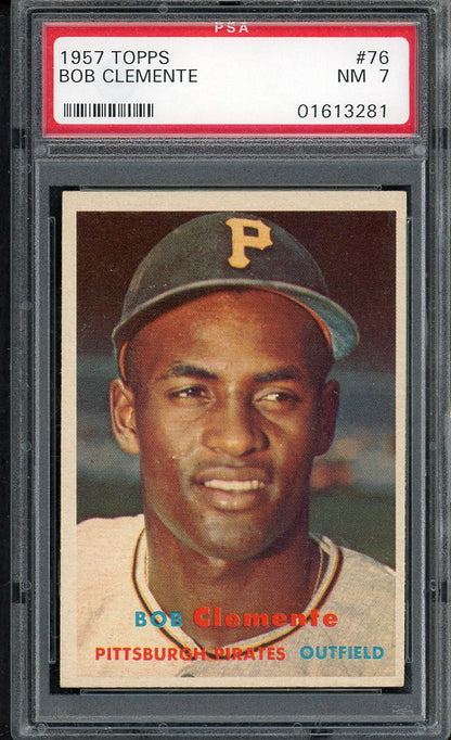 1957 Topps Baseball #076 Roberto Clemente Pirates PSA 7 NM 561762
