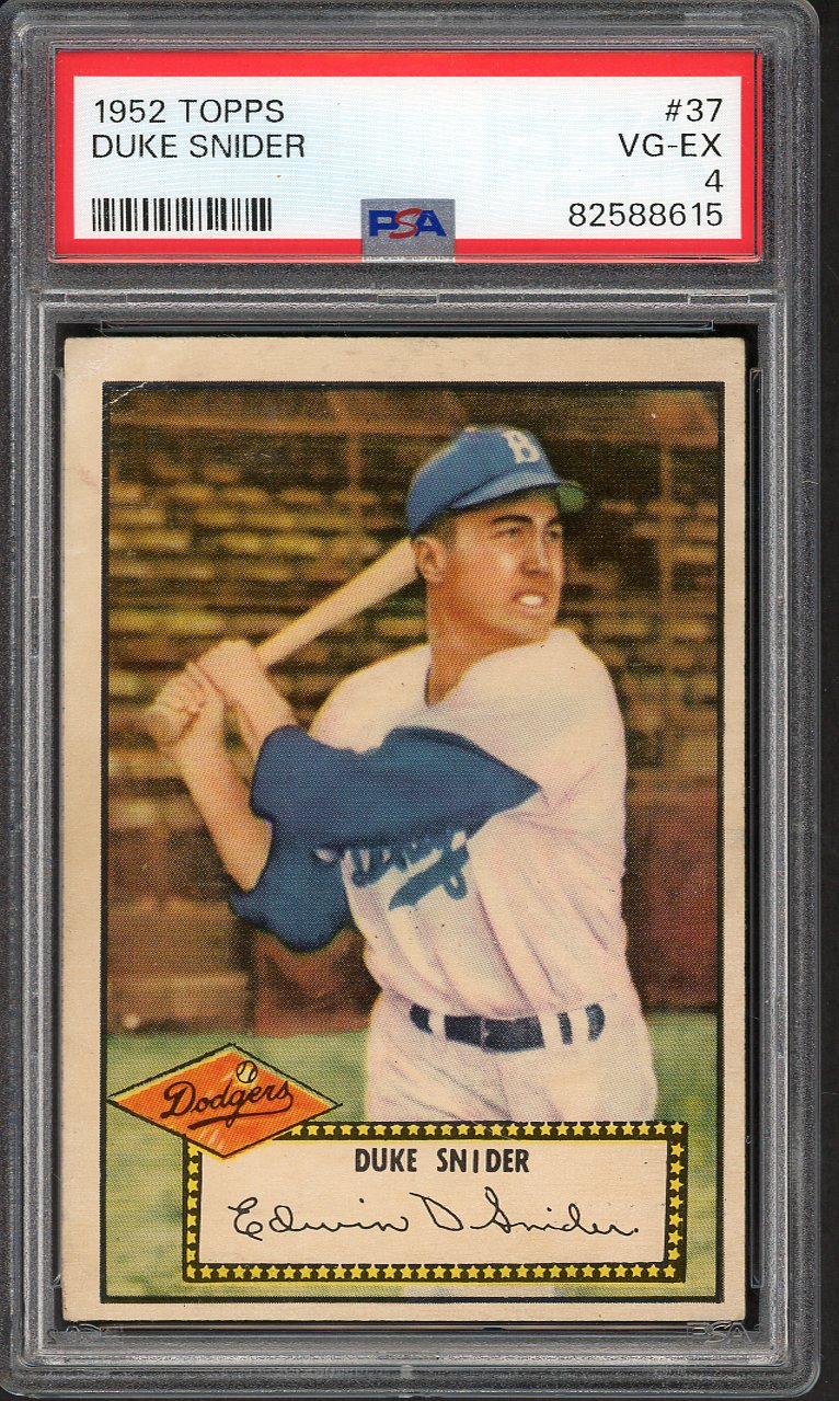 1952 Topps Baseball #037 Duke Snider Dodgers PSA 4 VG-EX Red 561763