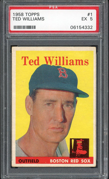 1958 Topps Baseball #001 Ted Williams Red Sox PSA 5 EX 561766