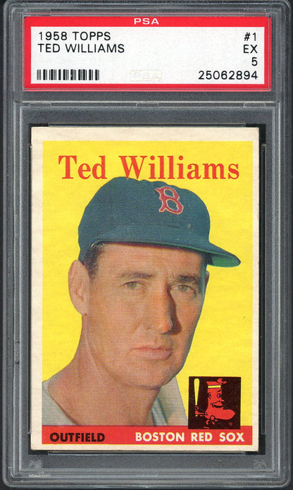 1958 Topps Baseball #001 Ted Williams Red Sox PSA 5 EX 561767