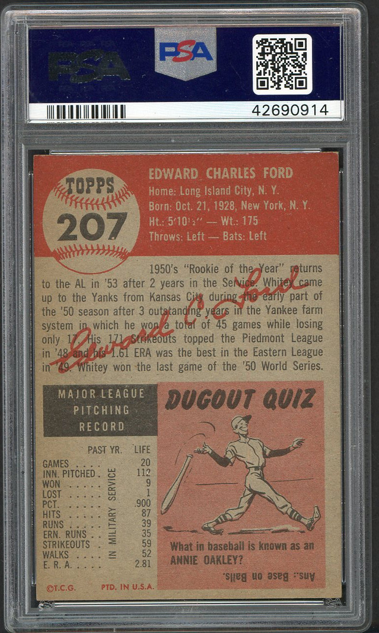 1953 Topps Baseball #207 Whitey Ford Yankees PSA 7 NM 561772