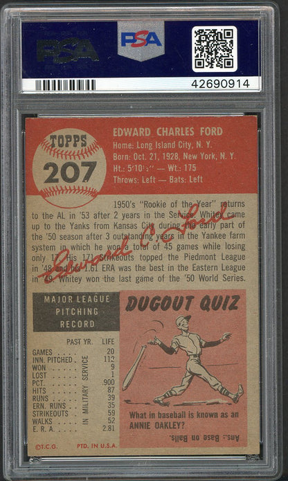 1953 Topps Baseball #207 Whitey Ford Yankees PSA 7 NM 561772