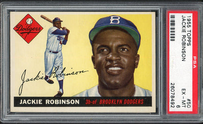 1955 Topps Baseball #050 Jackie Robinson Dodgers PSA 6 EX-MT 561786
