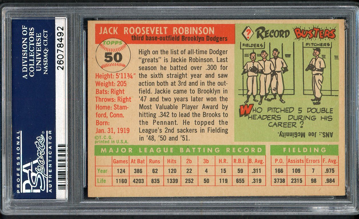 1955 Topps Baseball #050 Jackie Robinson Dodgers PSA 6 EX-MT 561786