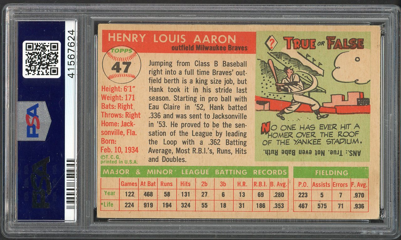 1955 Topps Baseball #047 Hank Aaron Braves PSA 5 EX 561791