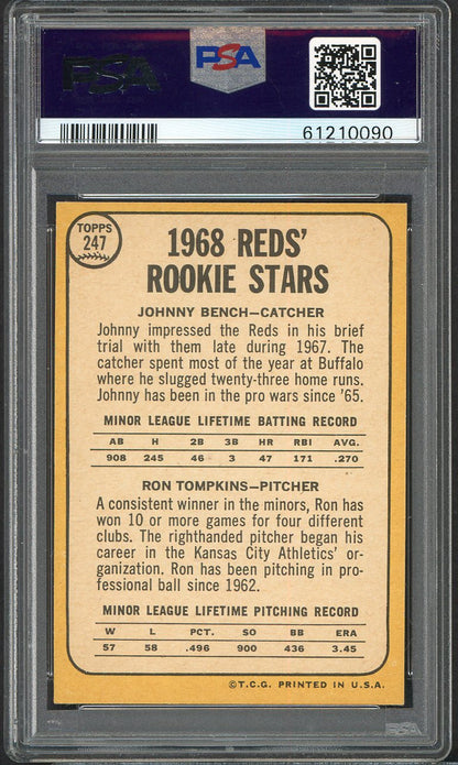 1968 Topps Baseball #247 Johnny Bench Reds PSA 6 EX-MT 561792