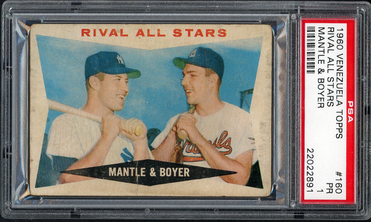 1960 Topps Venezuelan #160 Mickey Mantle Ken Boyer PSA 1 PR 561795