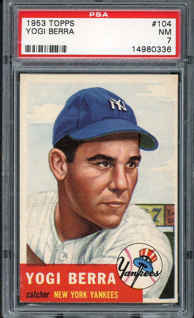 1953 Topps Baseball #104 Yogi Berra Yankees PSA 7 NM 561797