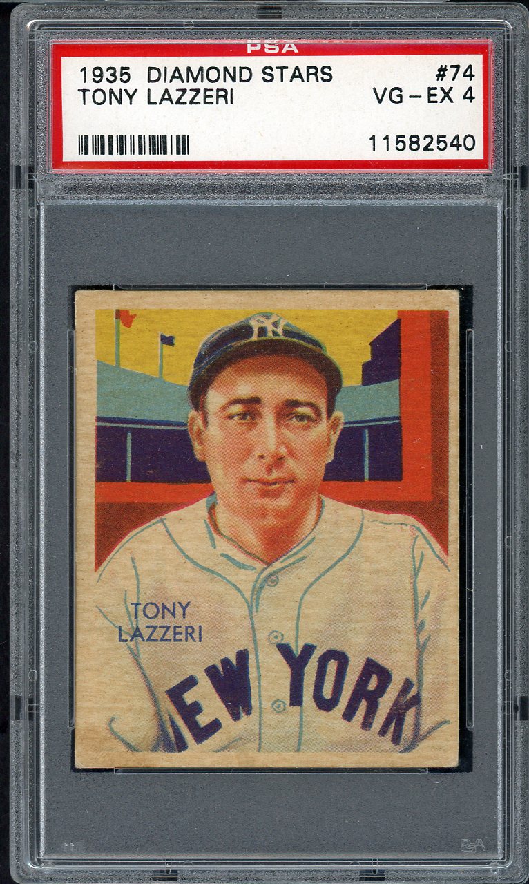 1934-36 Diamond Stars #074 Tony Lazzeri Yankees PSA 4 VG-EX 561799