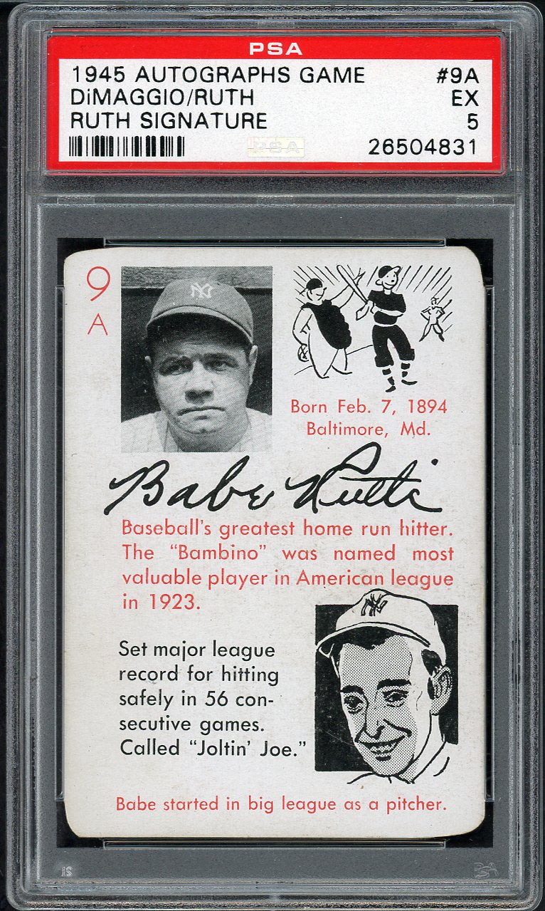 1945 Leister Autograph Game Babe Ruth Yankees PSA 5 EX 561803