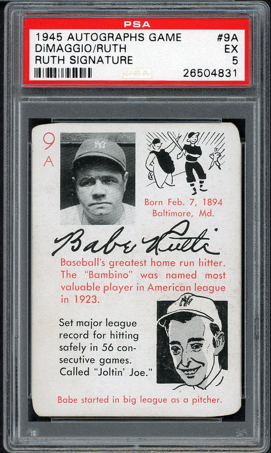 1945 Leister Autograph Game Babe Ruth Yankees PSA 5 EX 561803