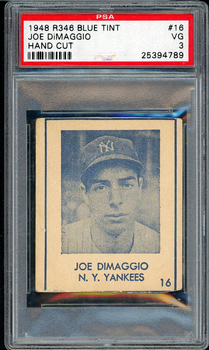 1948 R346 Blue Tint #016 Joe DiMaggio Yankees PSA 3 VG 561804